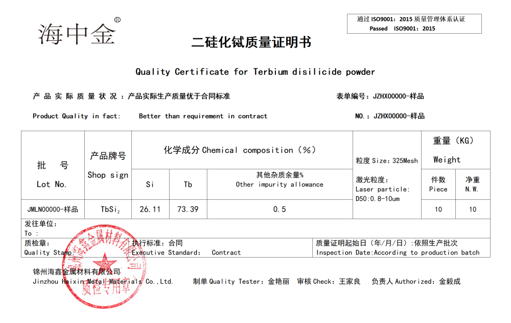 二硅化铽供应商