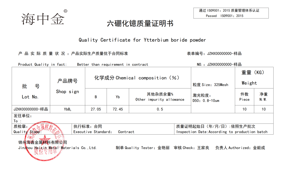 六硼化镱生产厂家